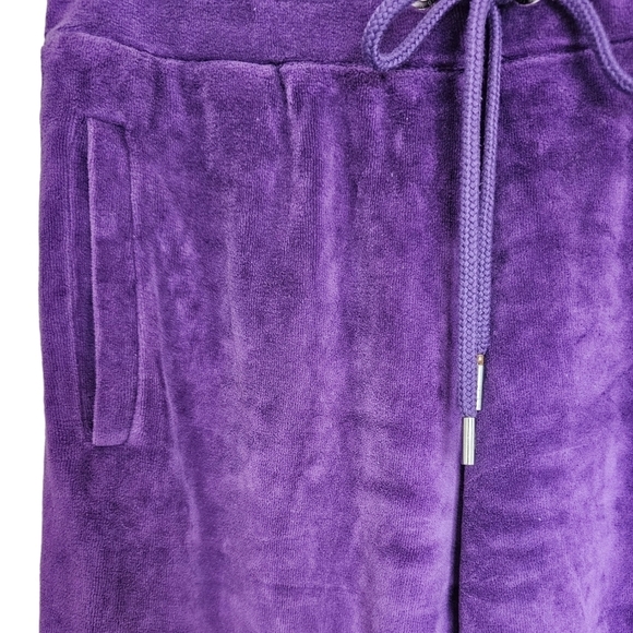 Emporio Armani purpul velure track pents elastic waistband white stripes logo M - Picture 6 of 8